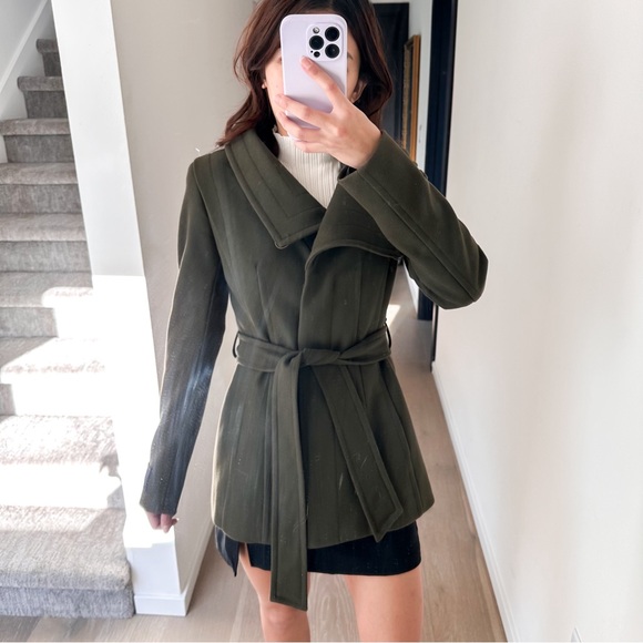 Aritzia Babaton Wool Cashmere Connor Coat Olive Green Short XXS - Picture 2 of 9